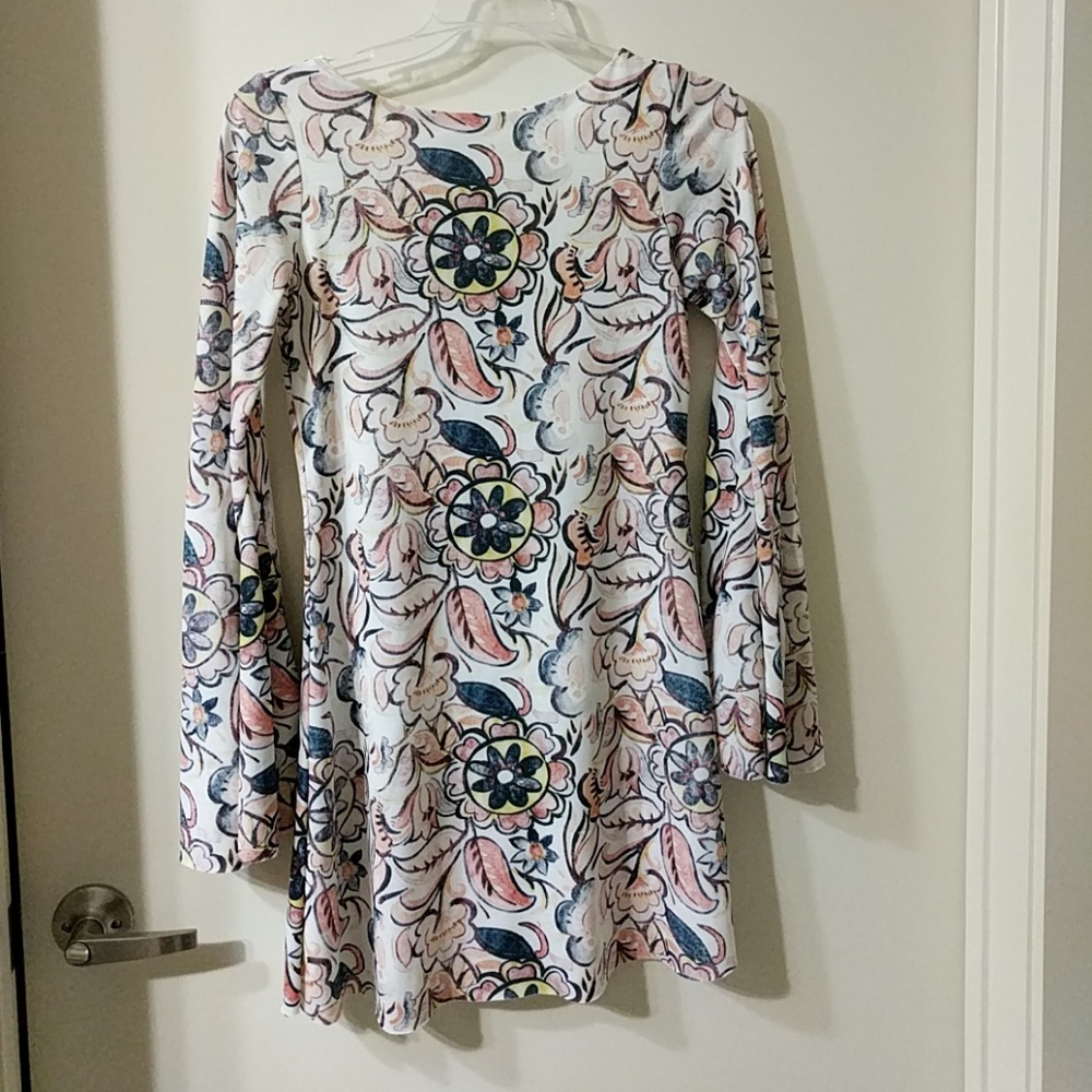 Zara printed 70s style flared sleeves dress